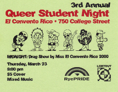 2000, Mar.23 El Convento Rico Queer Student Night Postcard