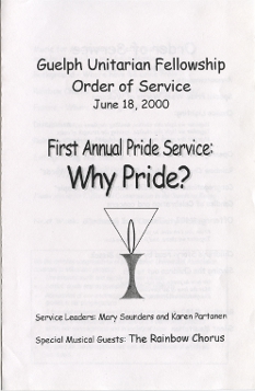 2000, June 18 Unitarian Pride Service Programme