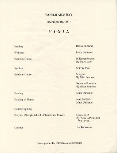 2001, December 1 World AIDS Day Vigil Programme