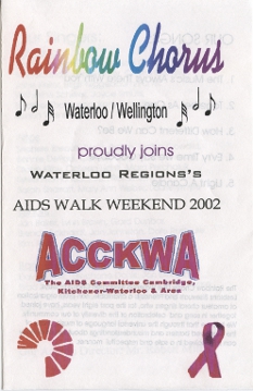 2002, September Waterloo Region's AIDS Weekend 2002