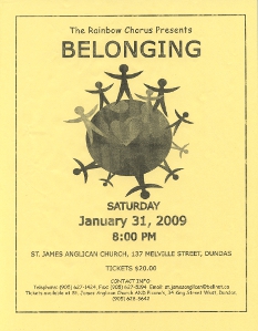 2009, January 24 Concert Belonging Dundas Poster